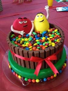 m and m cake
